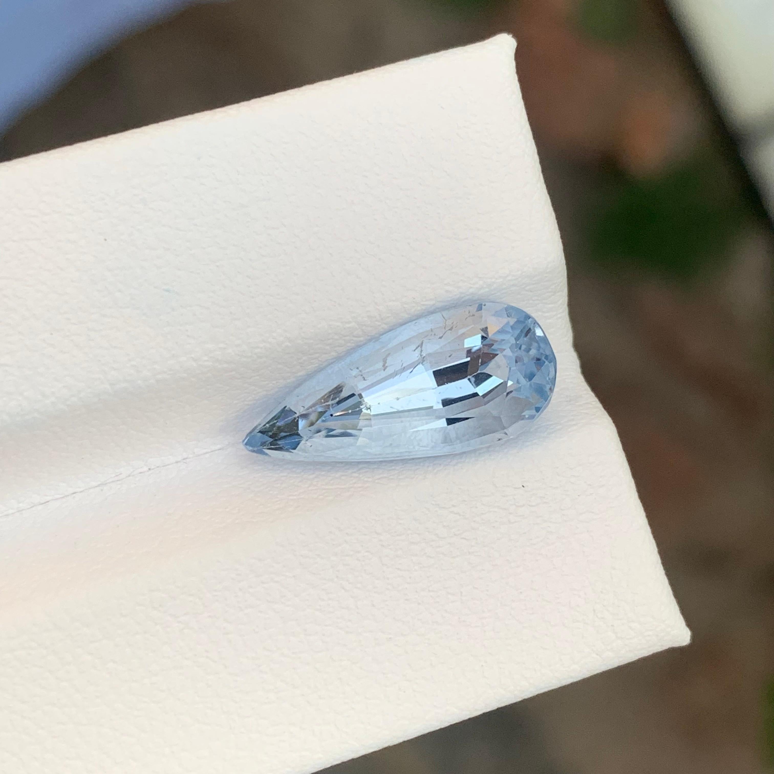 4,45 Karat Natürlicher loser Aquamarin Goshenit Tränen Tropfenform Edelstein im Angebot 7