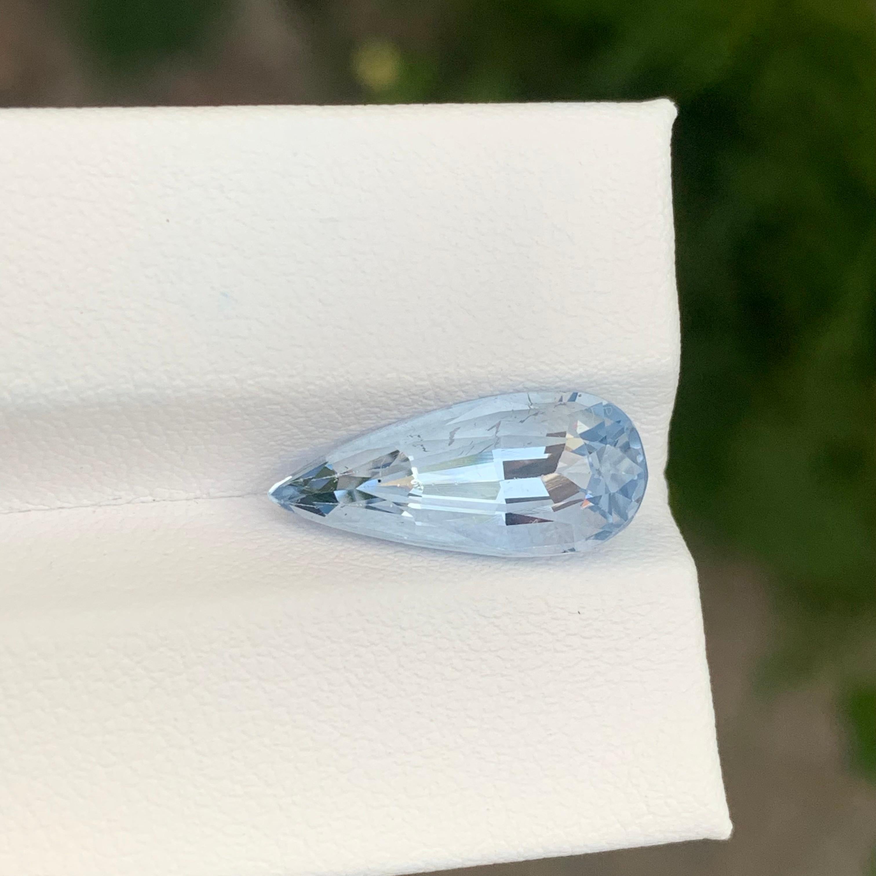 4,45 Karat Natürlicher loser Aquamarin Goshenit Tränen Tropfenform Edelstein im Angebot 2