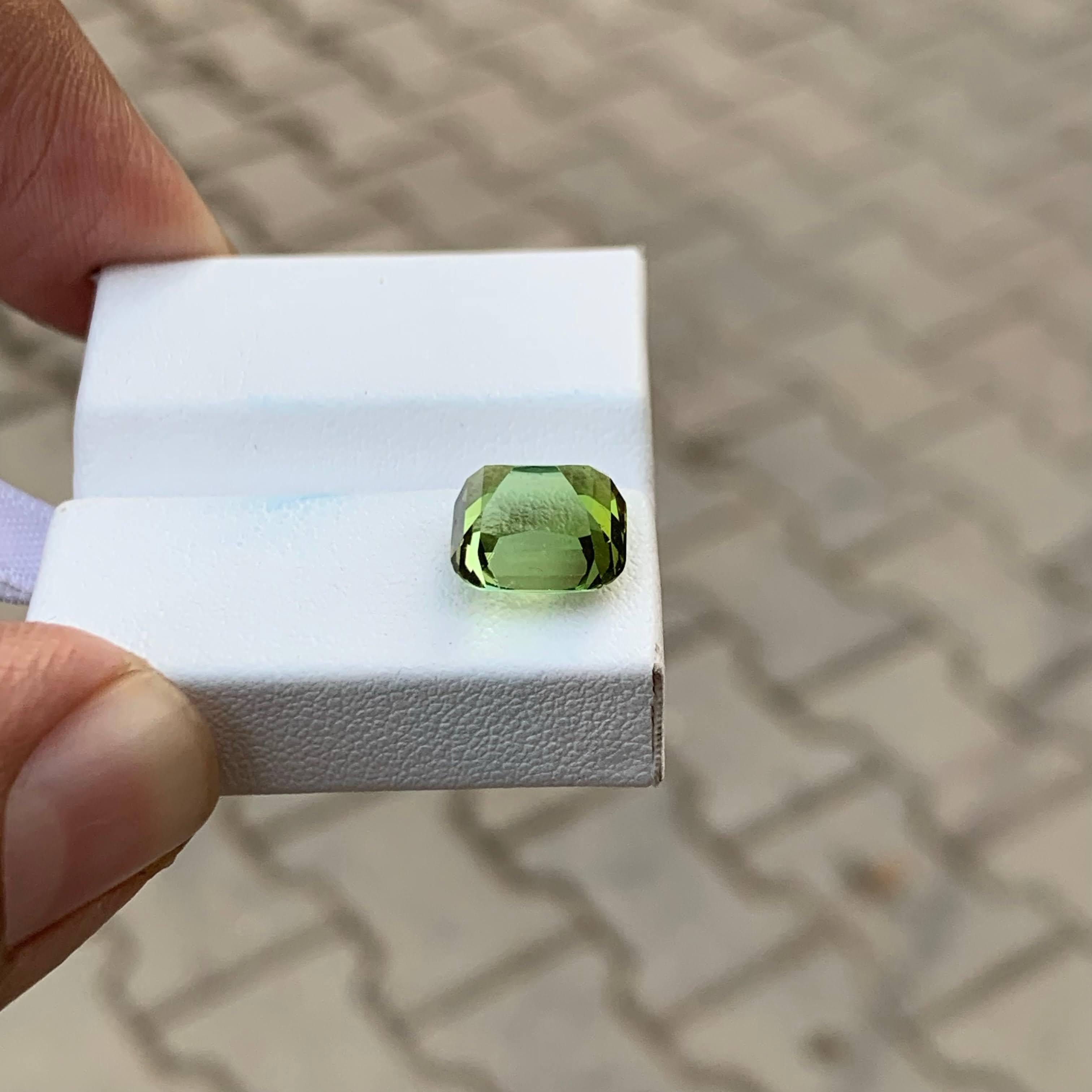 4.45 Carat Natural Loose Green Tourmaline Stone Cushion Cut Afghan Gemstone in vendita 5