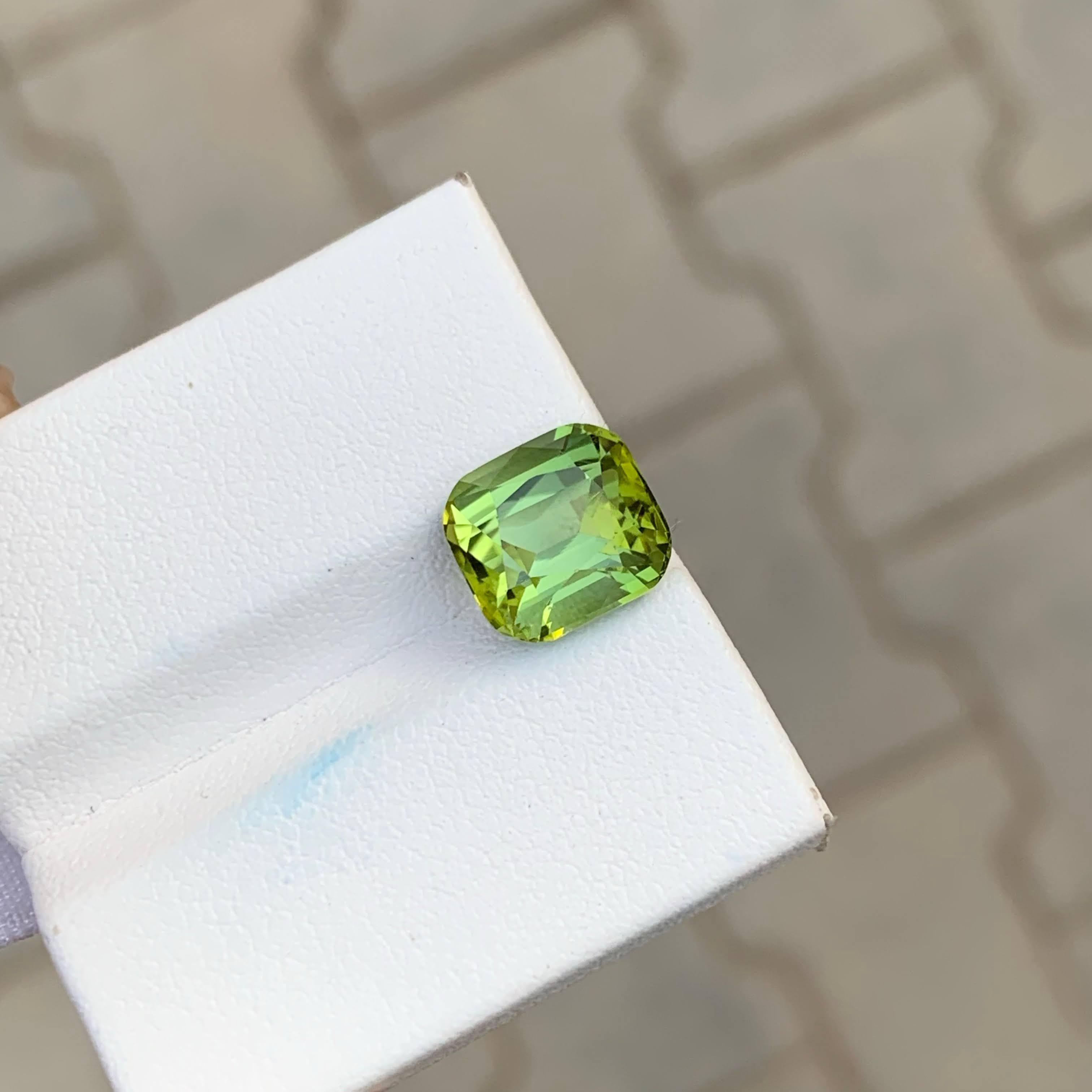 4.45 Carat Natural Loose Green Tourmaline Stone Cushion Cut Afghan Gemstone in vendita 3