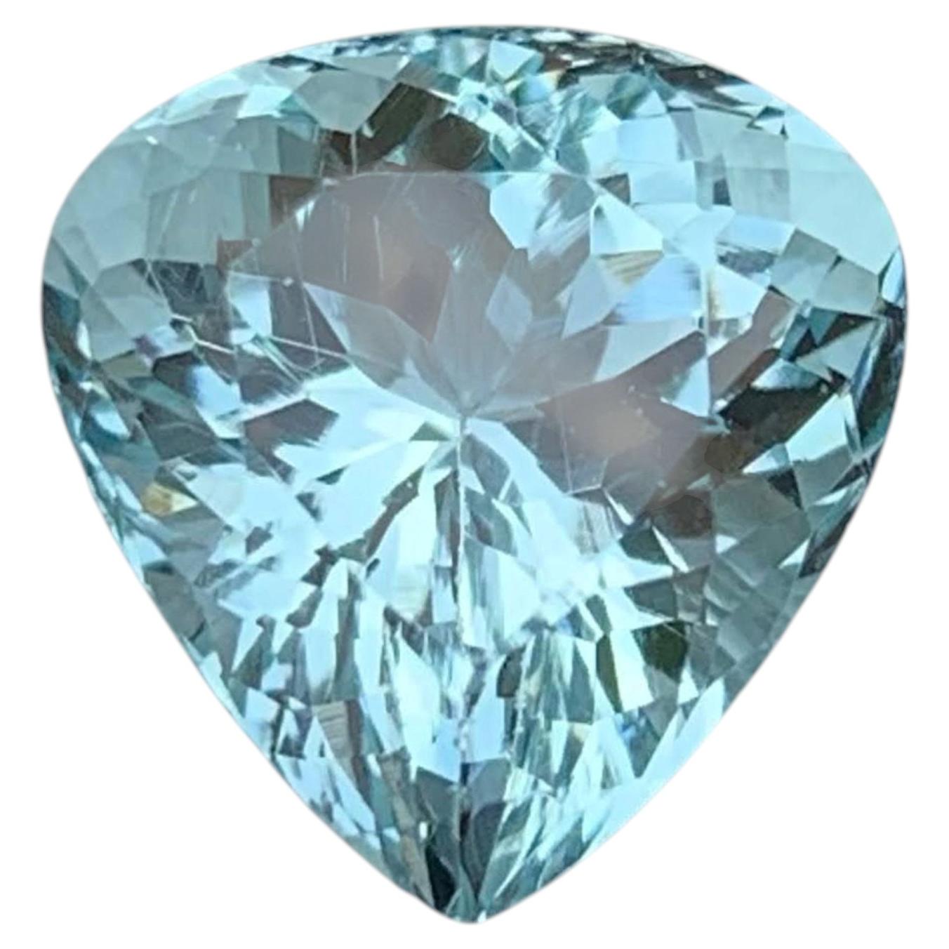 4.45 Carat Natural Loose Light Color Aquamarine Pear Cut African Gemstone