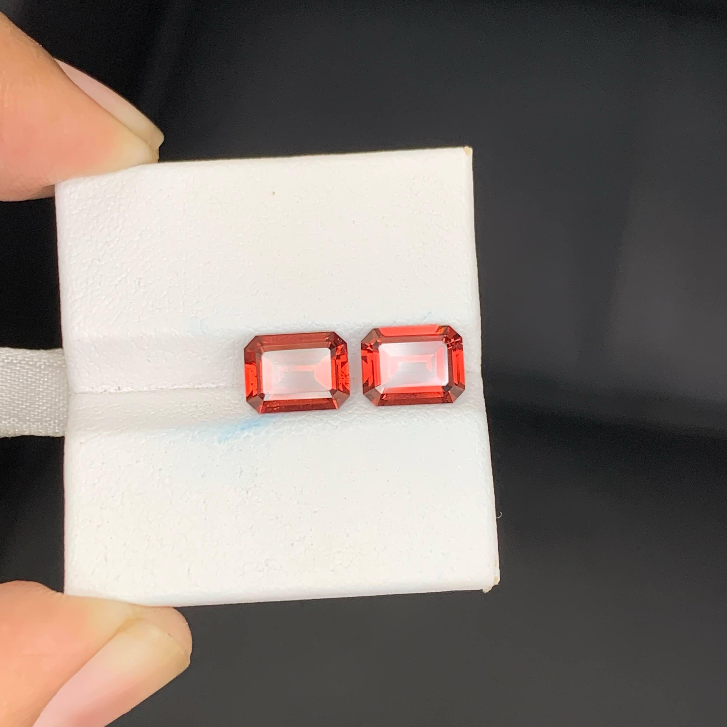 4,45 Karat Natürlicher loser Malaya Color Granat Paar Smaragdschliff Tansanischer Edelstein im Angebot 5