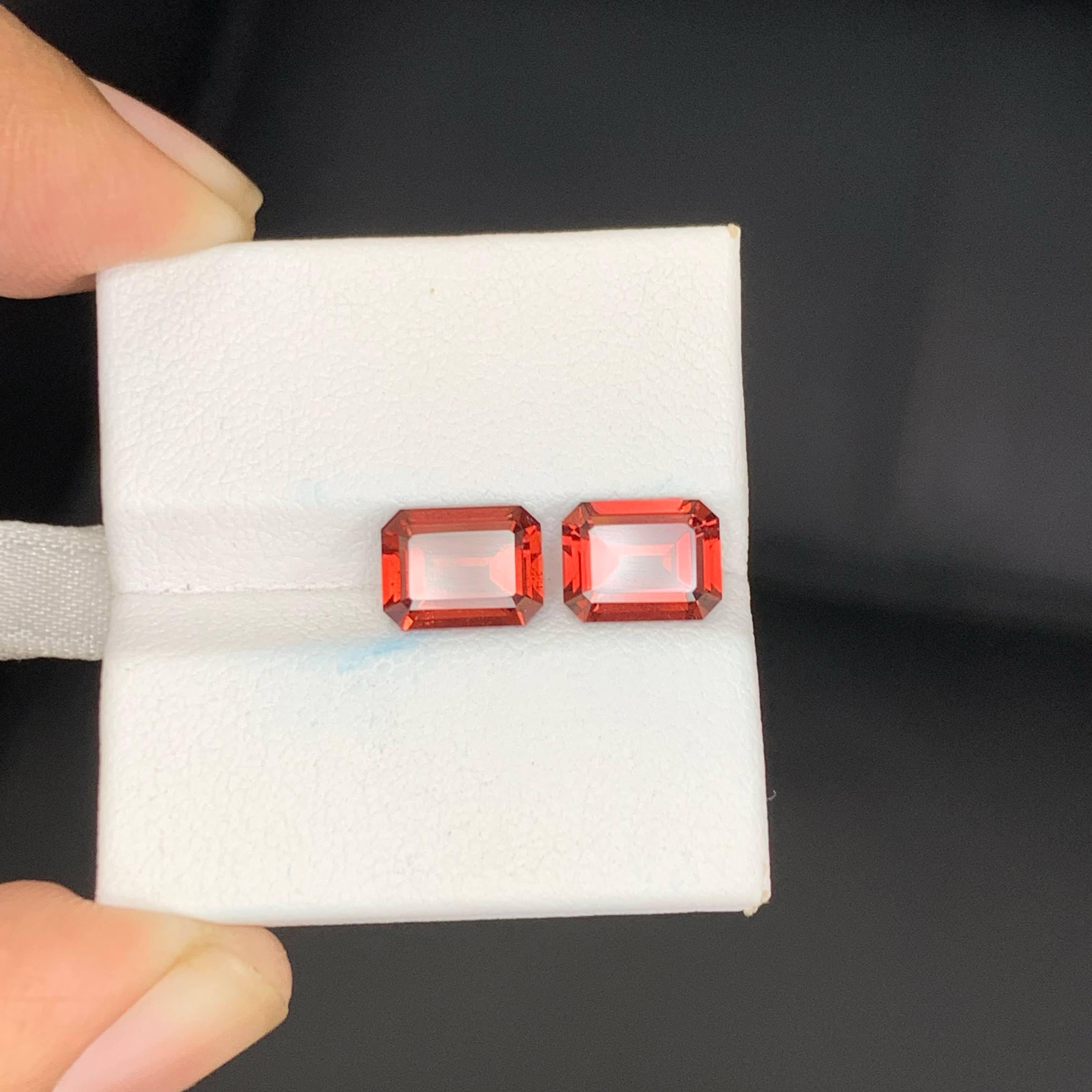 4,45 Karat Natürlicher loser Malaya Color Granat Paar Smaragdschliff Tansanischer Edelstein im Angebot 6