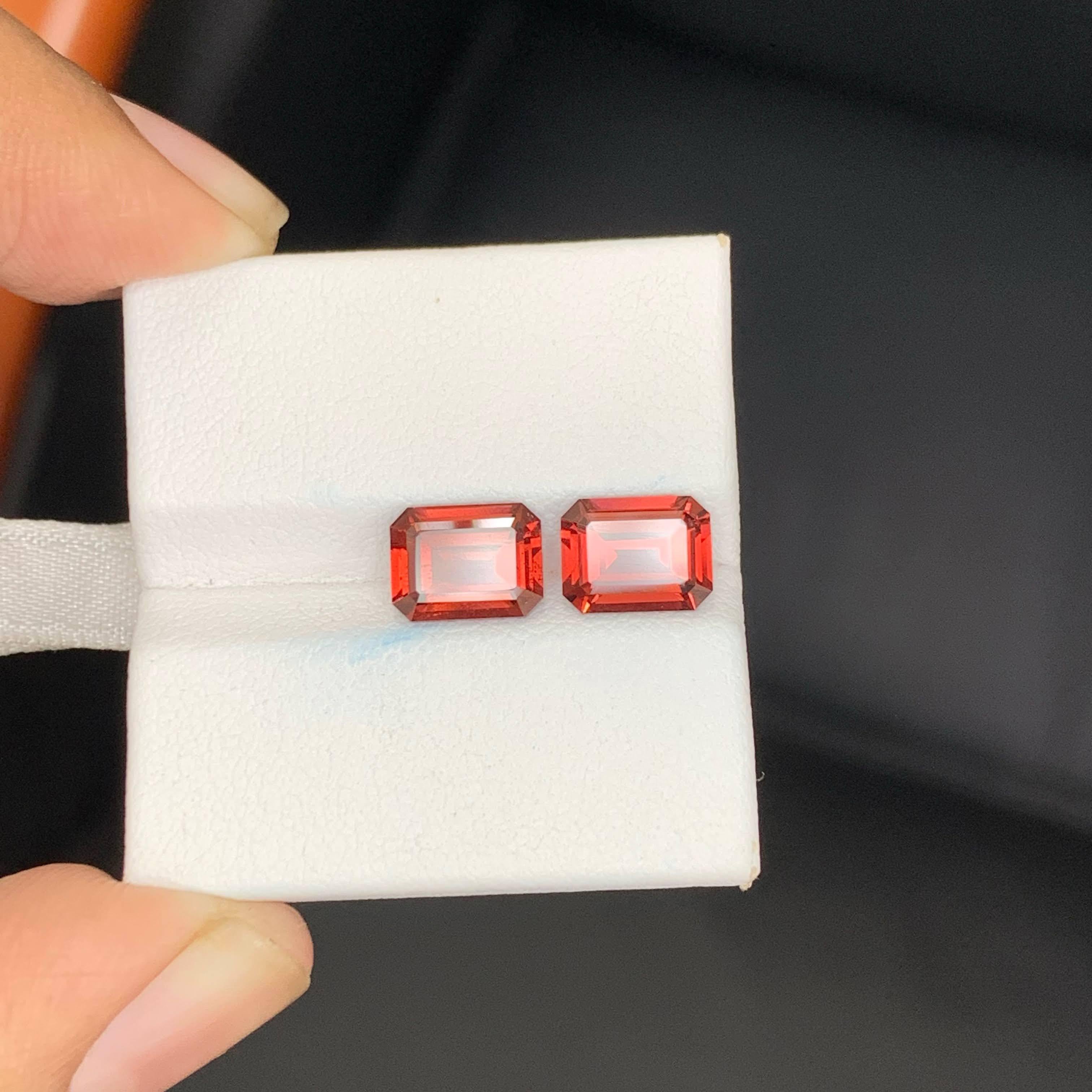 4,45 Karat Natürlicher loser Malaya Color Granat Paar Smaragdschliff Tansanischer Edelstein im Angebot 4