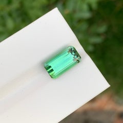 4.45 Carat Natural Loose Mint Green Tourmaline Emerald Shape Gem For Jewellery