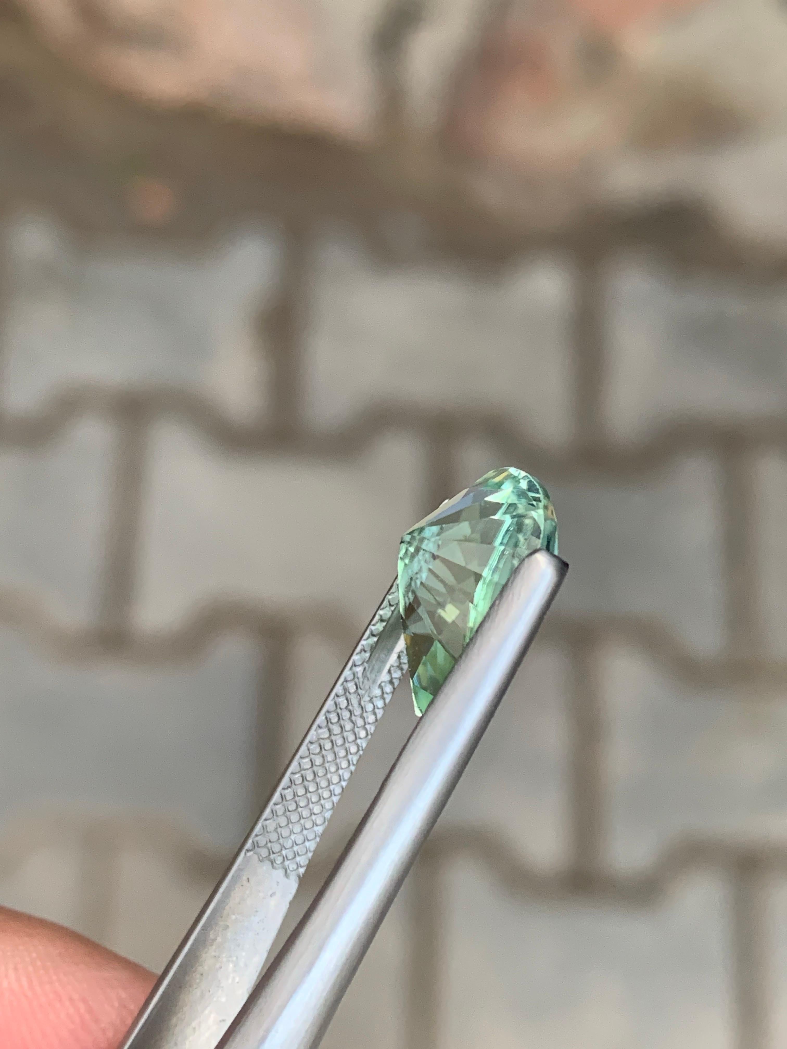 4.45 Carat Natural Loose Mint Green Tourmaline Pear Cut Gem From Afghanistan For Sale 3
