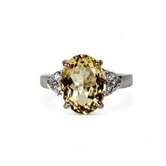 4.45 Carat Oval Cut Citrine Gemstone Ring