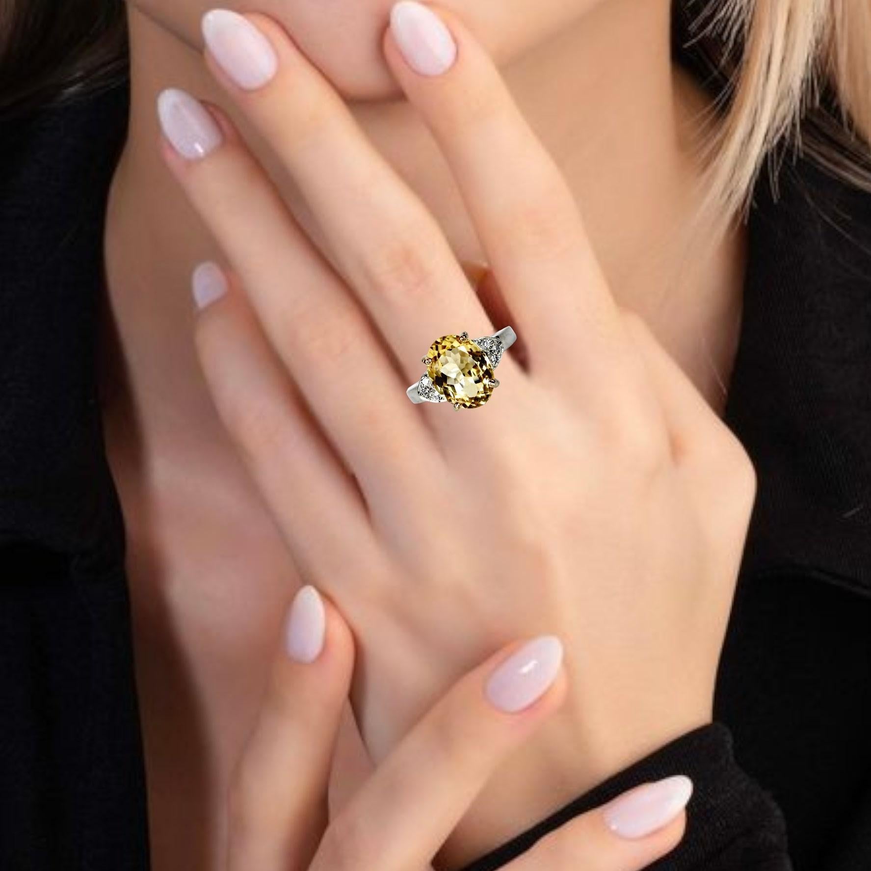 4,45 Karat Citrin-Edelsteinring mit Ovalschliff im Angebot 1