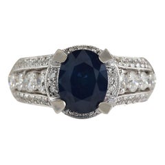 4.45 Carat Sapphire 18 Karat White Gold Diamond Ring