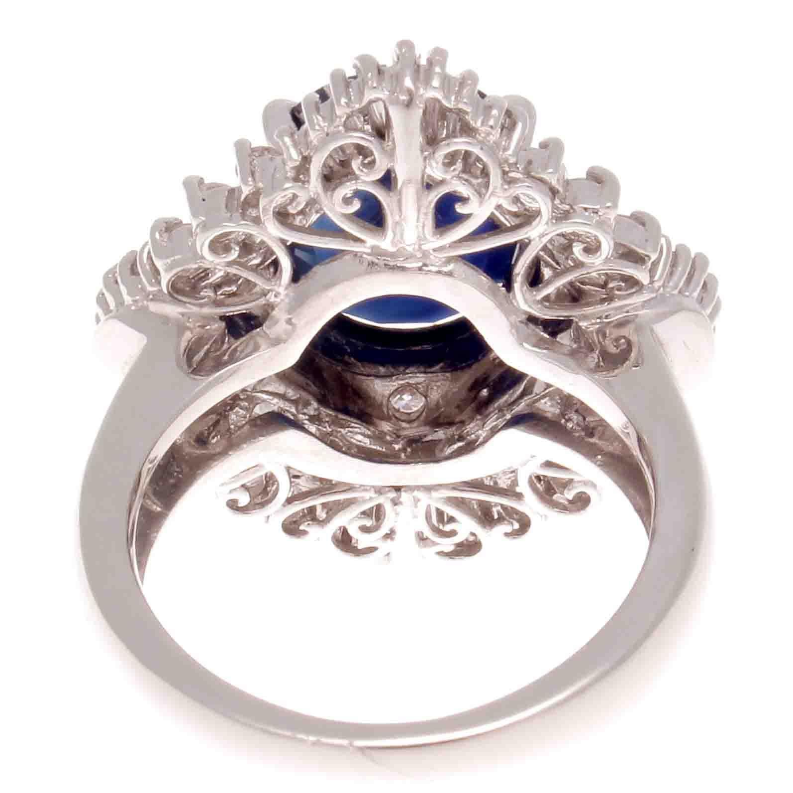 4.45 Carat Sapphire Diamond Platinum Cocktail Ring In New Condition In Beverly Hills, CA