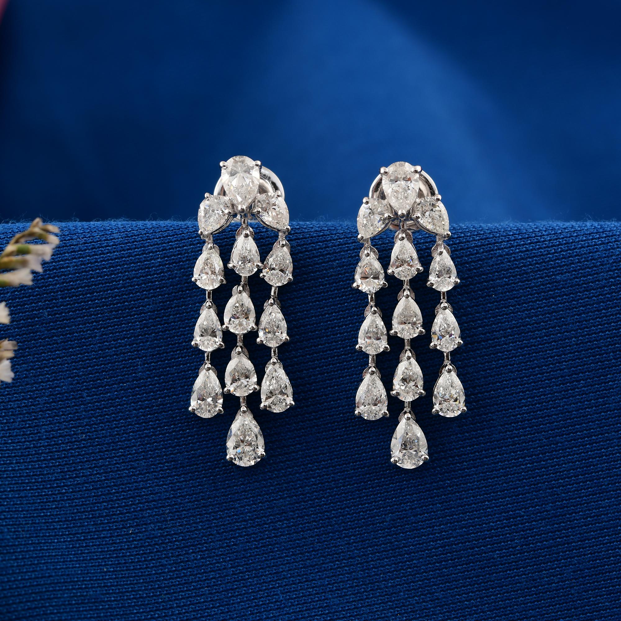 4.45 Carat SI/H Diamond 14k White Gold Chandelier Earrings Gift All Tariffs Paid Neuf - En vente à Diera, Dubai