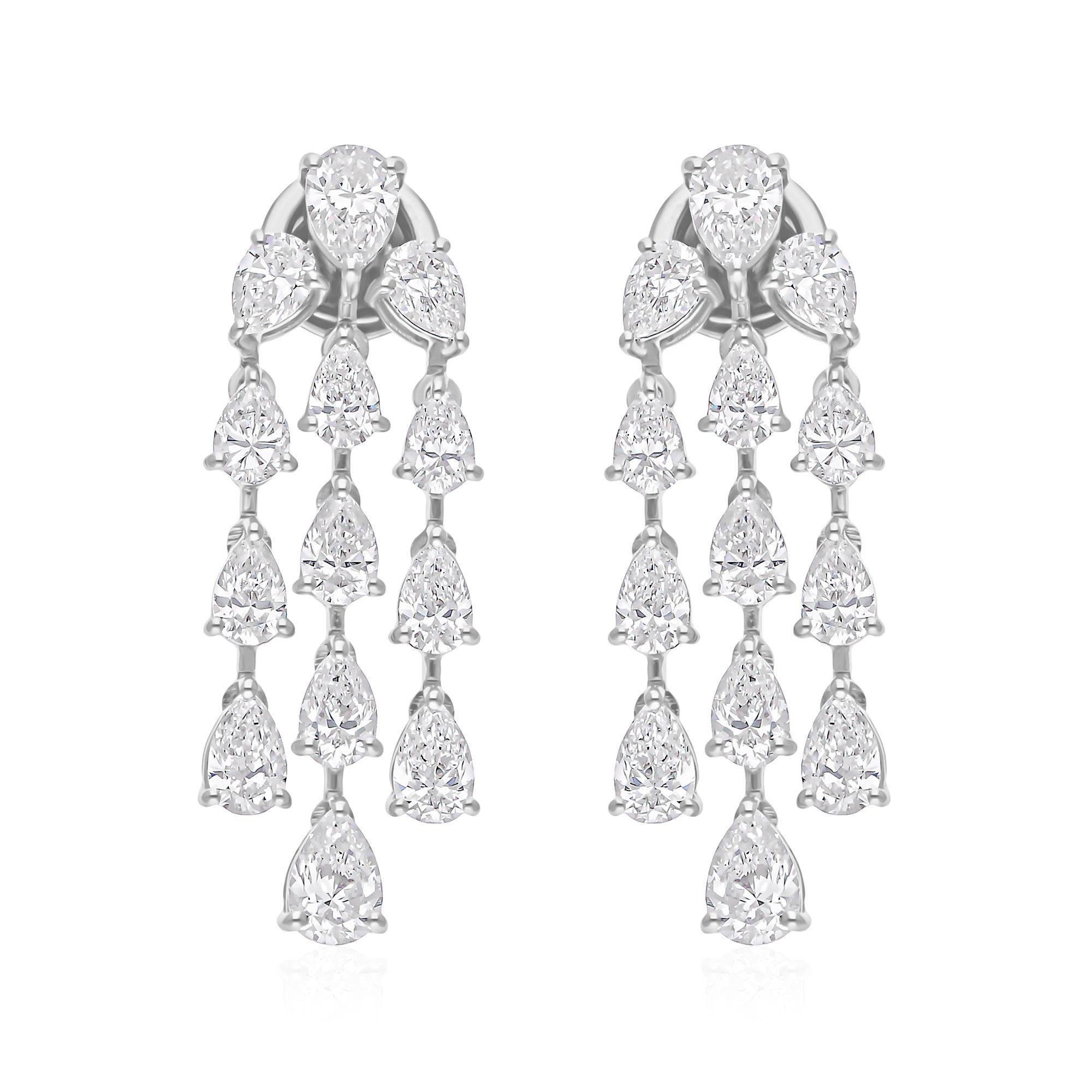 4.45 Carat SI/H Diamond 14k White Gold Chandelier Earrings Gift All Tariffs Paid Pour femmes en vente
