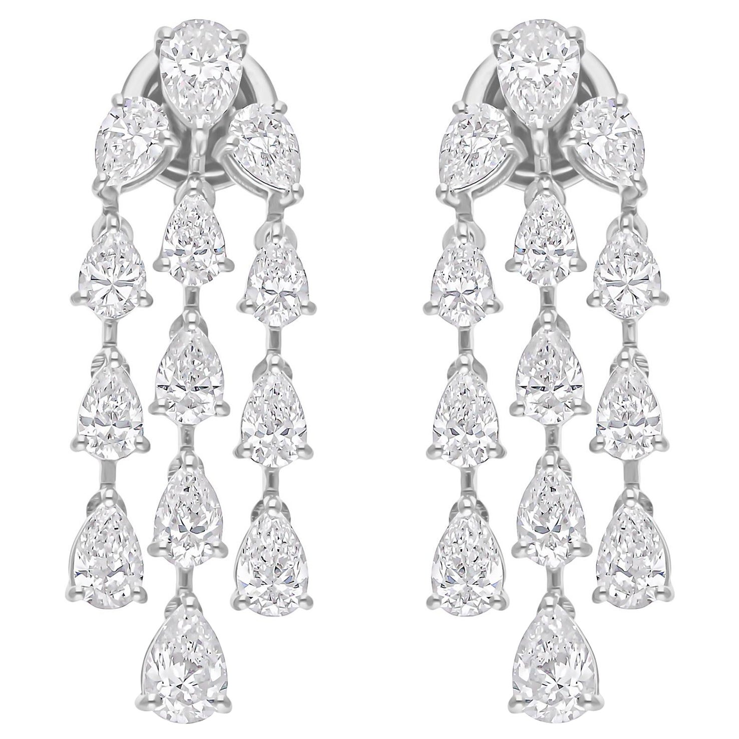 Orecchini a lampadario in oro bianco 14k con diamanti da 4,45 carati SI/H Regalo Tutte le tariffe pagate