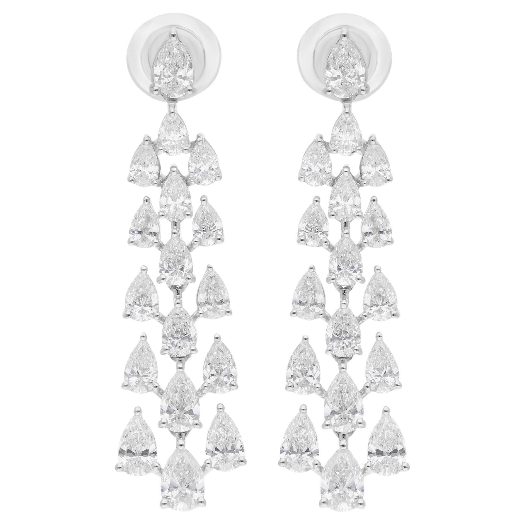 4.45 Carat SI/H Pear Brilliant Cut Diamond Dangle Earrings 10 Karat White Gold