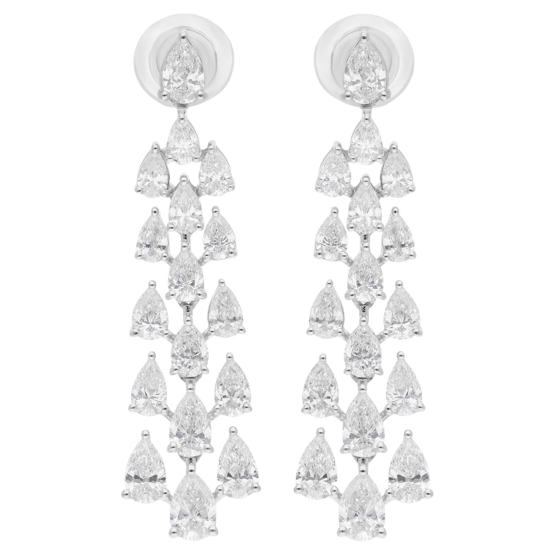 4,45 Karat SI/H birnenförmiger Diamant im Brillantschliff 14 Karat Weißgold Ohrhänger