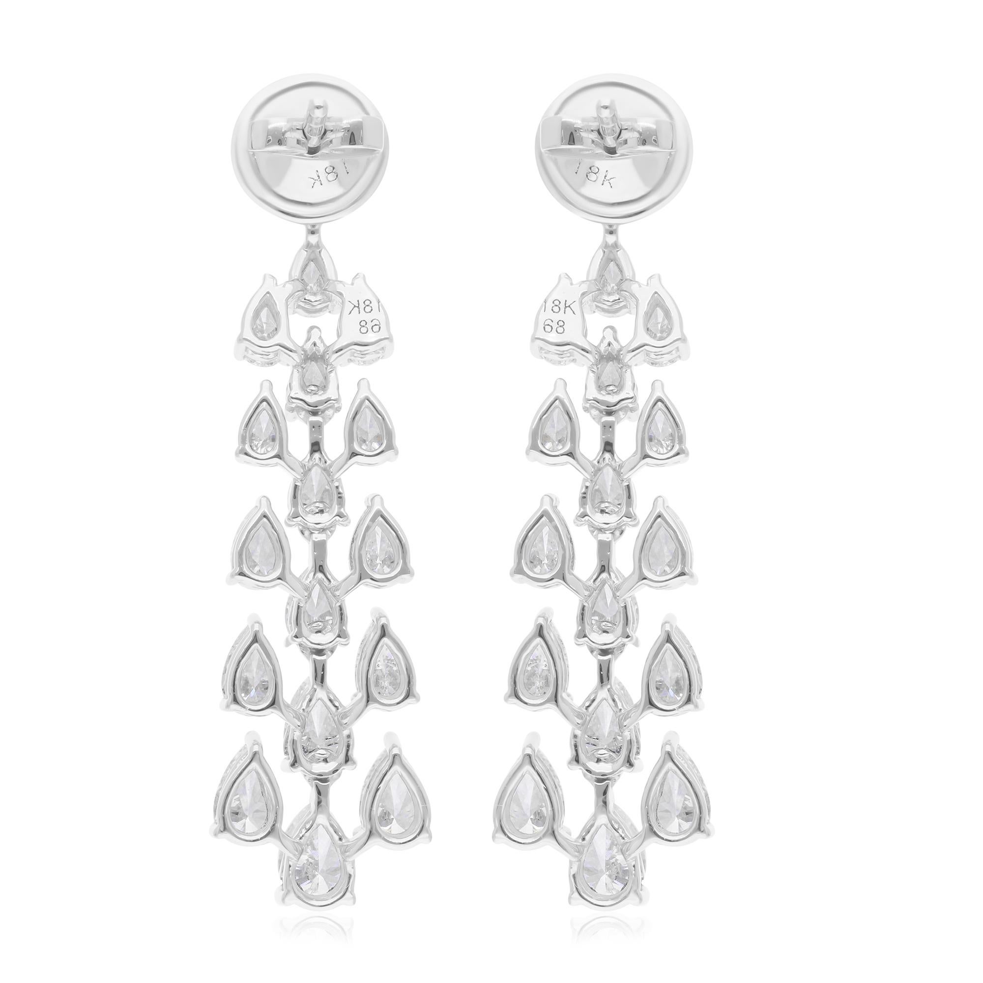 4.45 Carat SI/H Pear Brilliant Cut Diamond Dangle Earrings 18 Karat White Gold In New Condition For Sale In Diera, Dubai