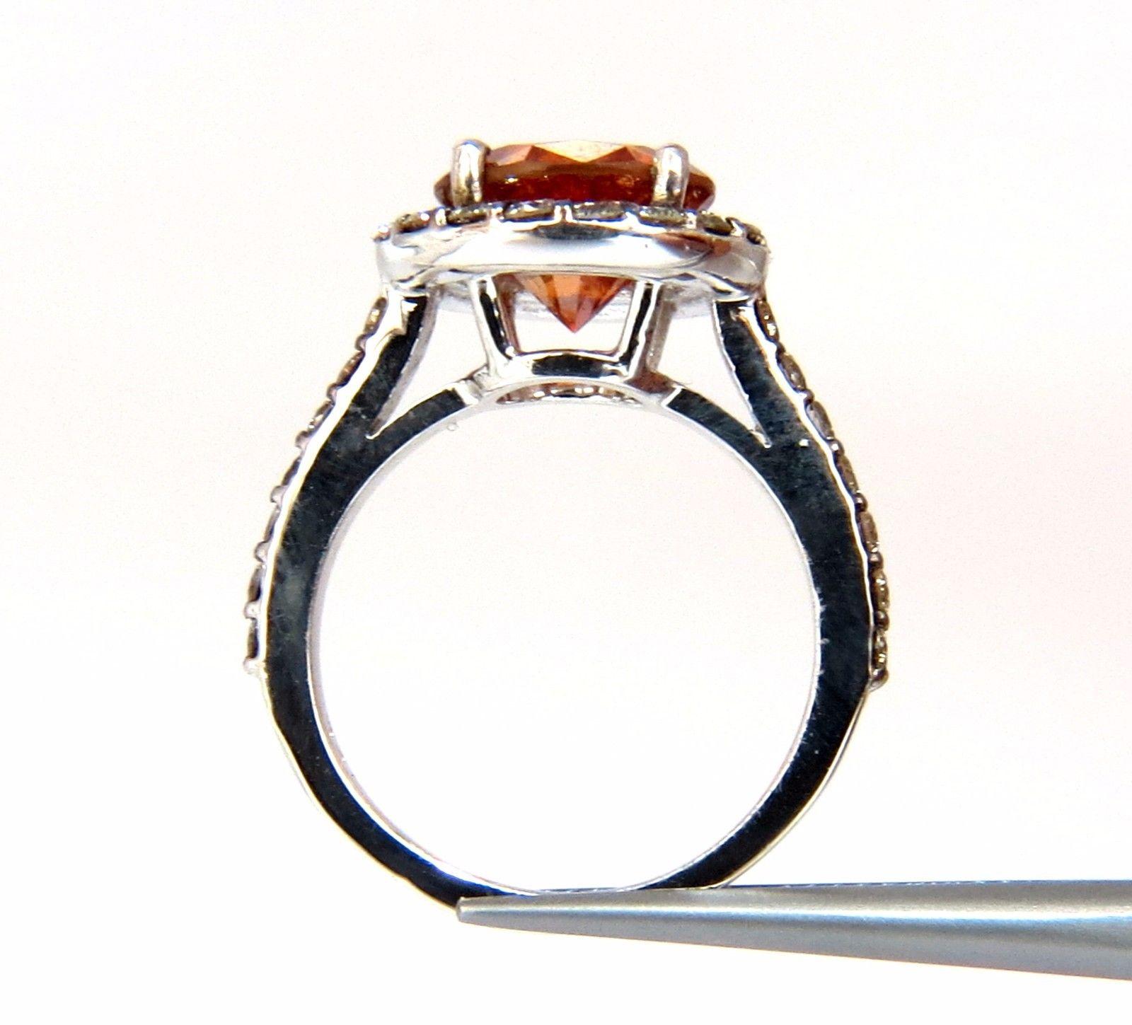 Women's or Men's 4.45 Carat Vivid Orange Red Fancy Diamond Halo Ring Prime Blackened