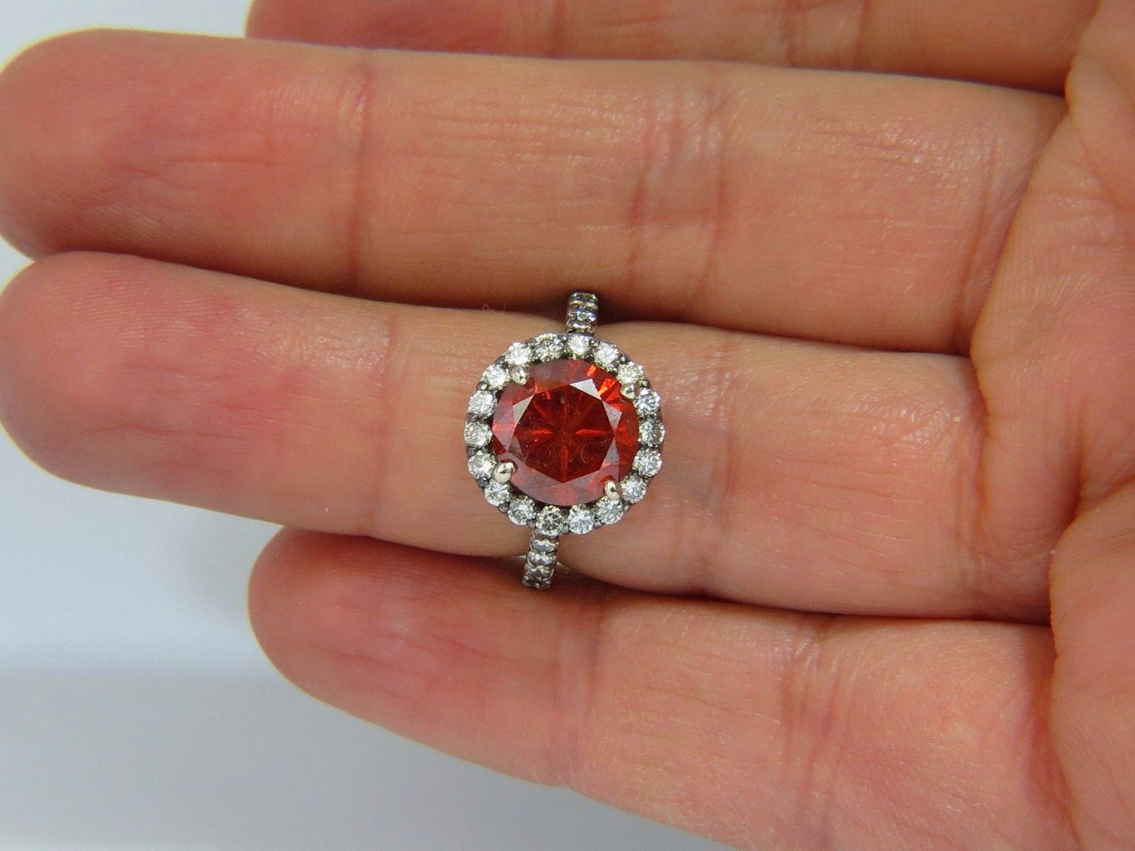 4.45 Carat Vivid Orange Red Fancy Diamond Halo Ring Prime Blackened 1