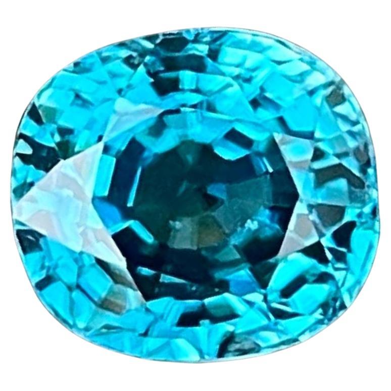 4.45 carats Blue Zircon Stone Oval Cut Natural Cambodian Gemstone
