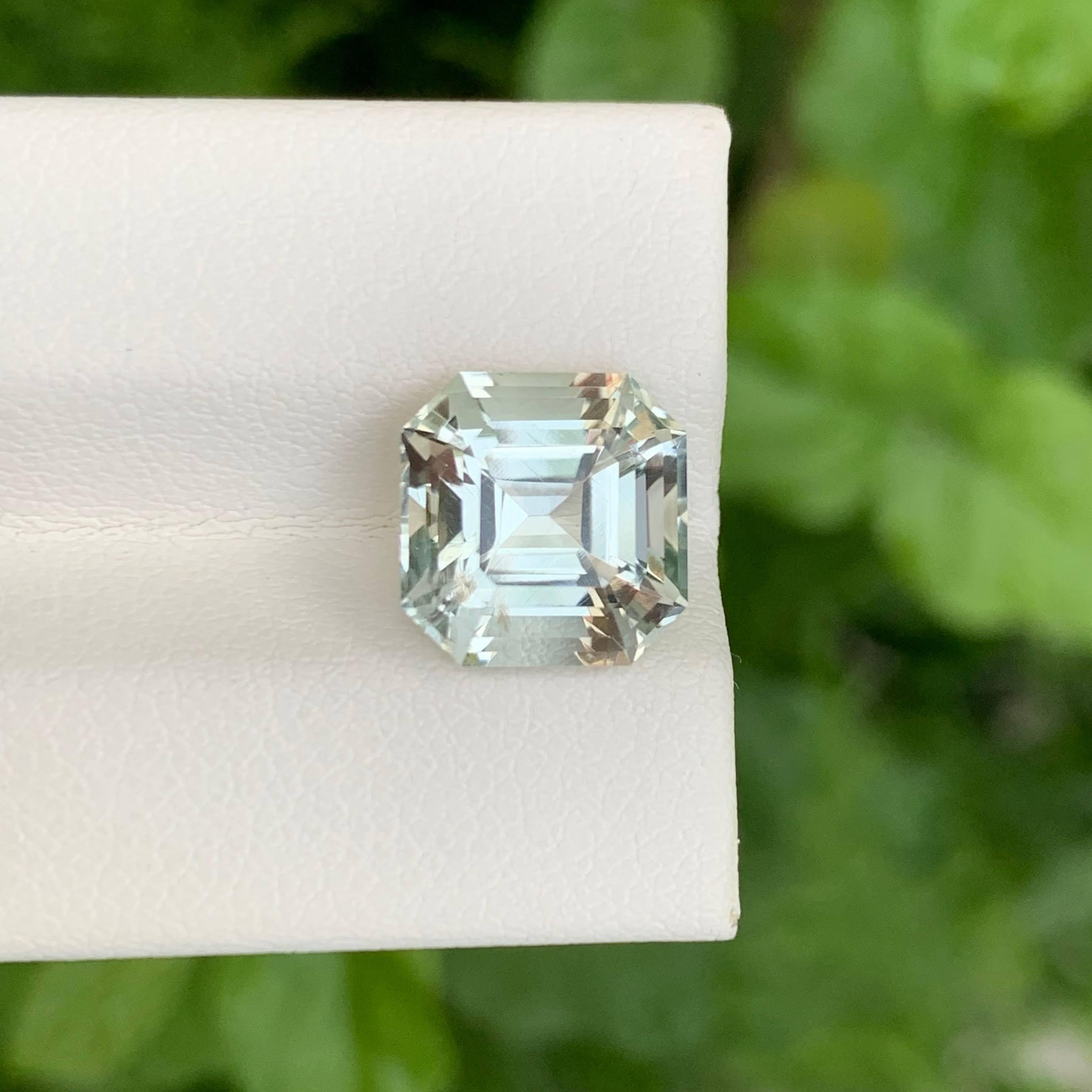 4.45 carats Greenish Amethyst Stone Asscher Cut Natural African Gemstone (Améthyste verte taillée à l'emporte-pièce) en vente 2