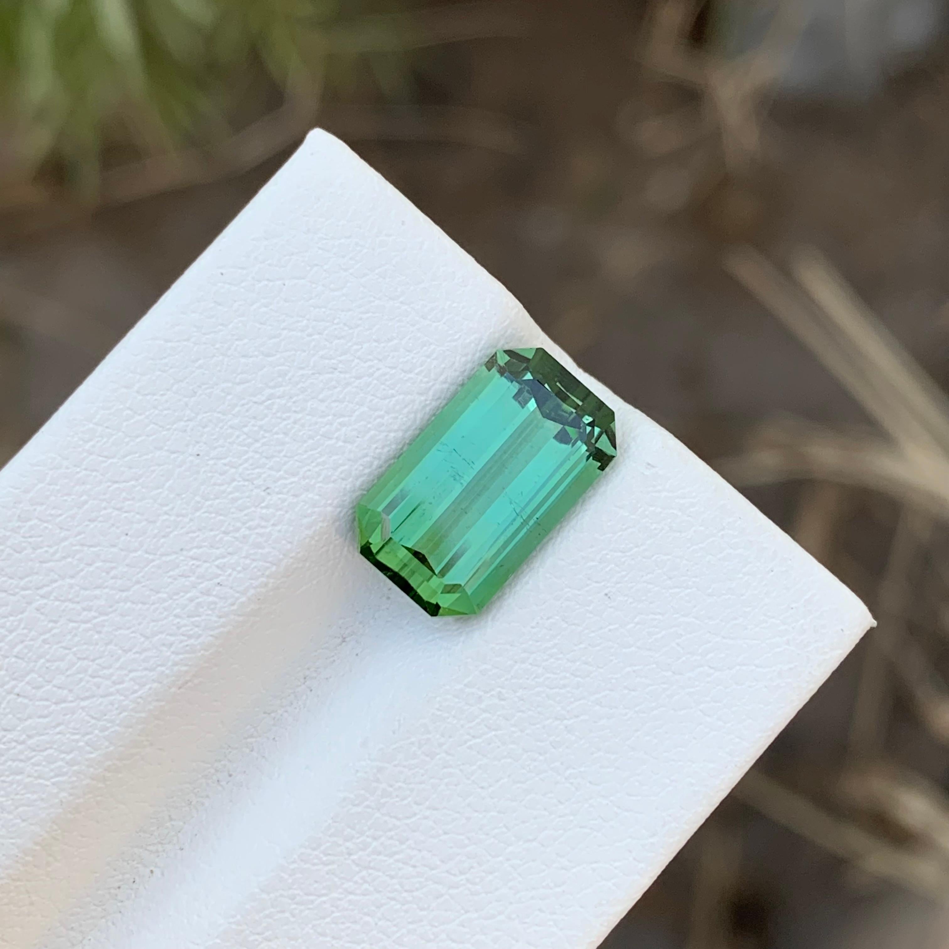 Arts and Crafts 4.45 Carats Incredible Natural Loose Emerald Shape Mint Lagoon Tourmaline  For Sale