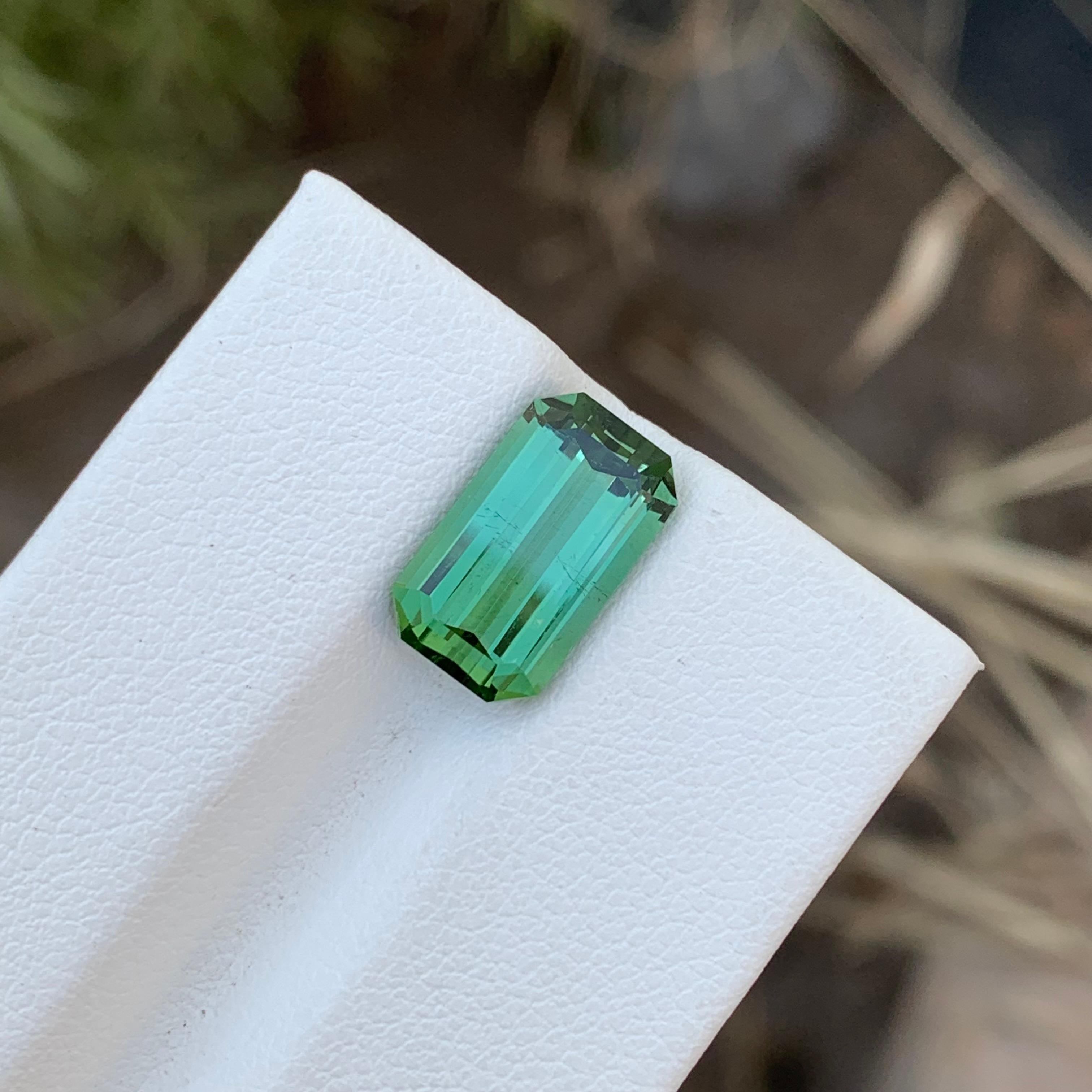 4.45 Carats Incredible Natural Loose Emerald Shape Mint Lagoon Tourmaline  For Sale 1