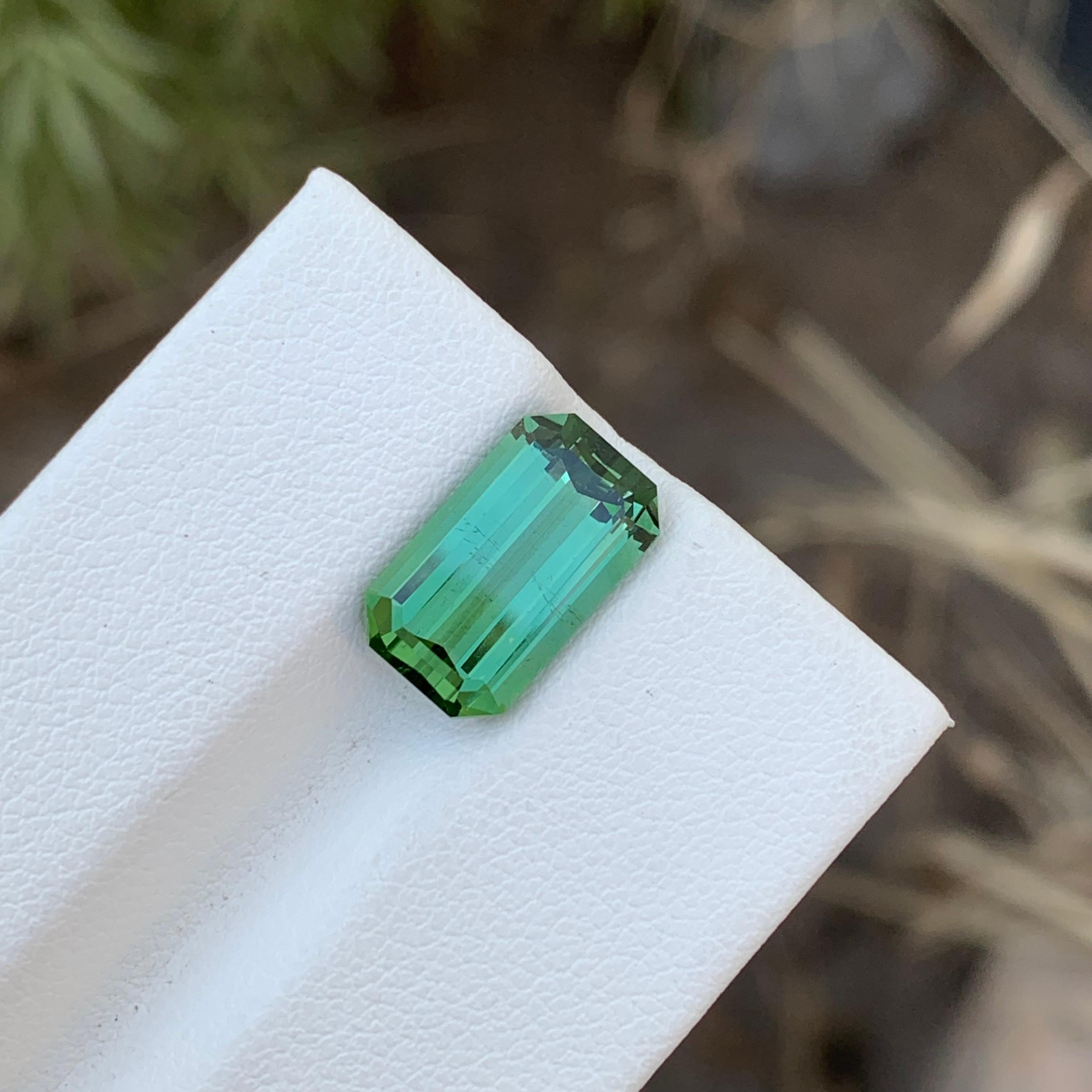 4.45 Carats Incredible Natural Loose Emerald Shape Mint Lagoon Tourmaline  For Sale 2