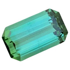 Incroyable tourmaline de lagon de forme émeraude naturelle non sertie de 4,45 carats