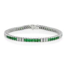 4.45 cts Natural Tsavorite & 0.59 cts Diamonds 14K White Gold Bracelet