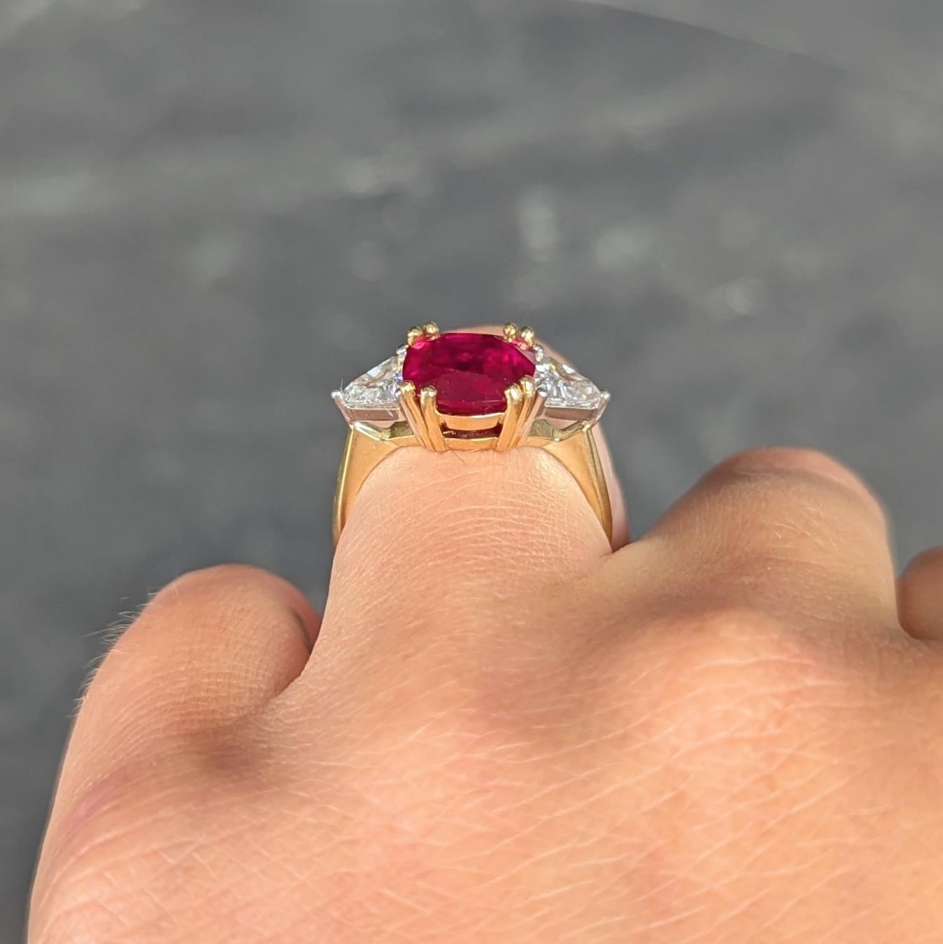 4,45 CTW No Heat Taubenblut Rubin Diamant Platin 18K Gold Vintage Ring GRS im Angebot 6