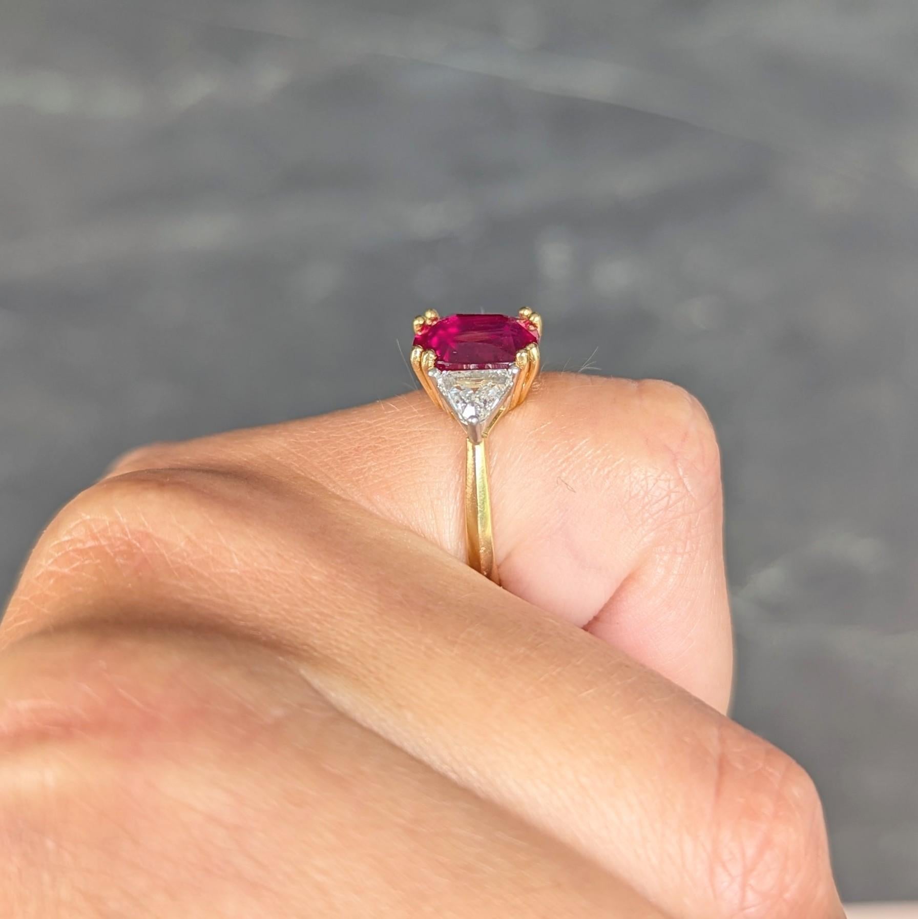 4,45 CTW No Heat Taubenblut Rubin Diamant Platin 18K Gold Vintage Ring GRS im Angebot 7