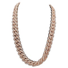 Special Closeout Deal 45.50 Carats Diamonds Heavy Cuban Link Chain 14K Rose Gold
