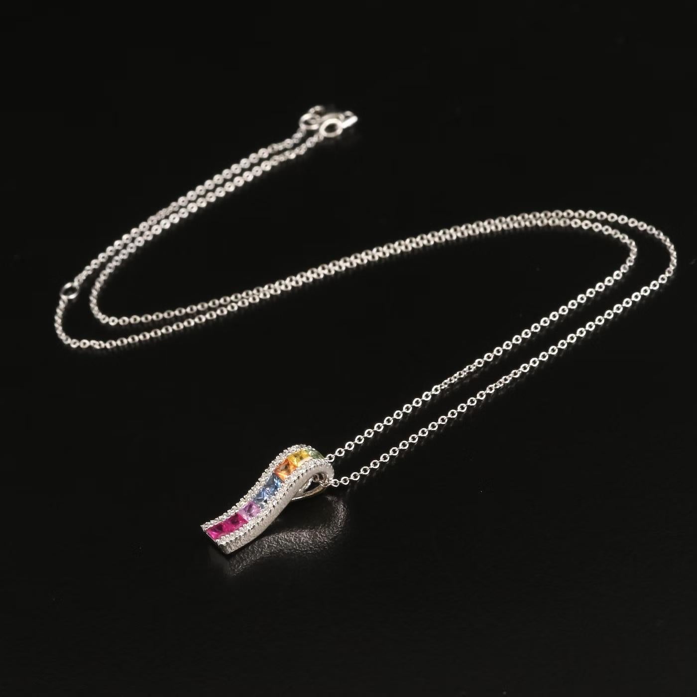 Effy Designer Necklace, stamped and hallmarked

Watercolors collection

NEW with Tags, Tag price $4500

1.17 CWT Natural Diamond & Ceylon multicolor Natural sapphire, TOP QUALITY 

14K White Gold, stamped 14K

Comes with gift box