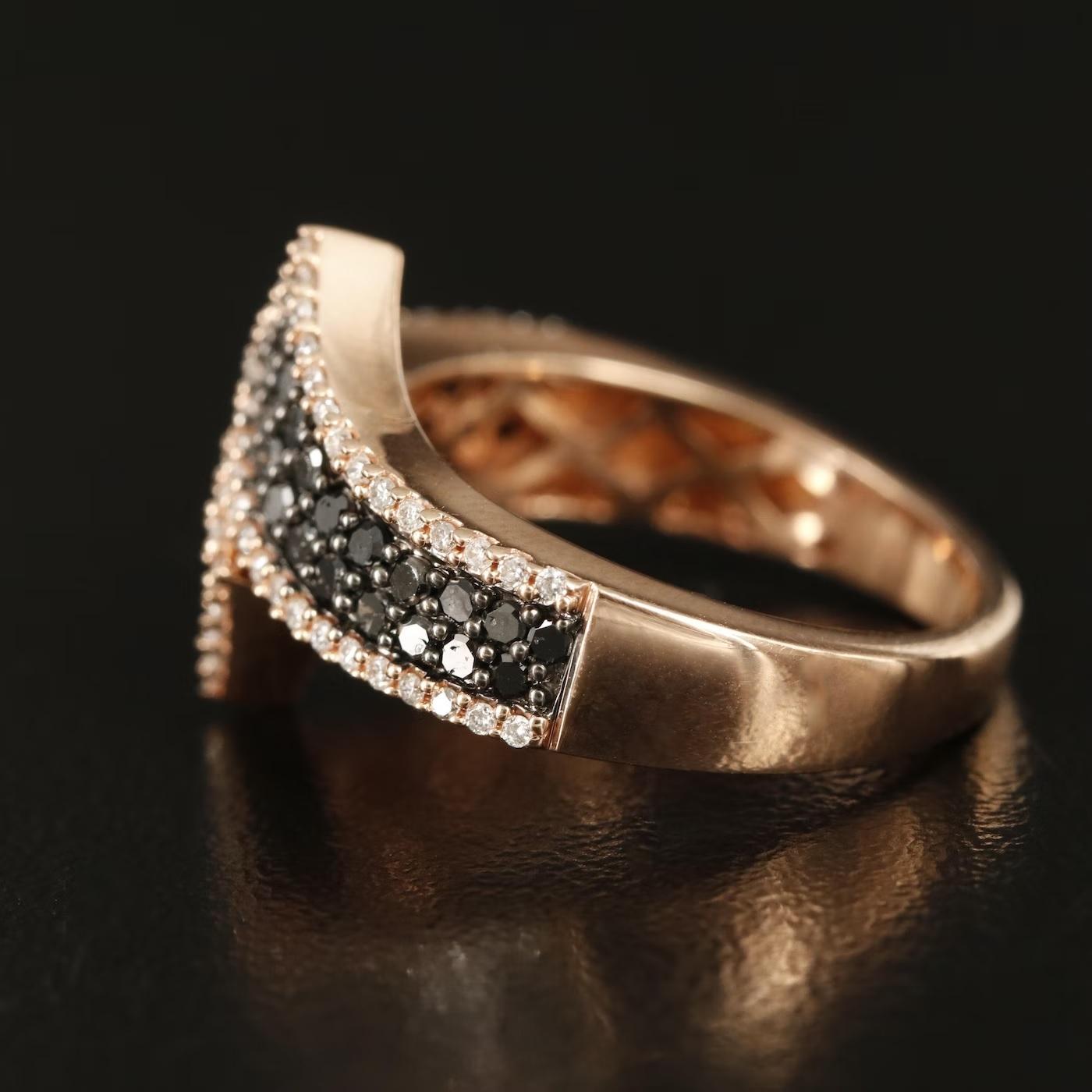 Round Cut $4450 / New / Karen Marchesa Designer Bypass Ring / 1.05 CT Diamond / 14K Gold