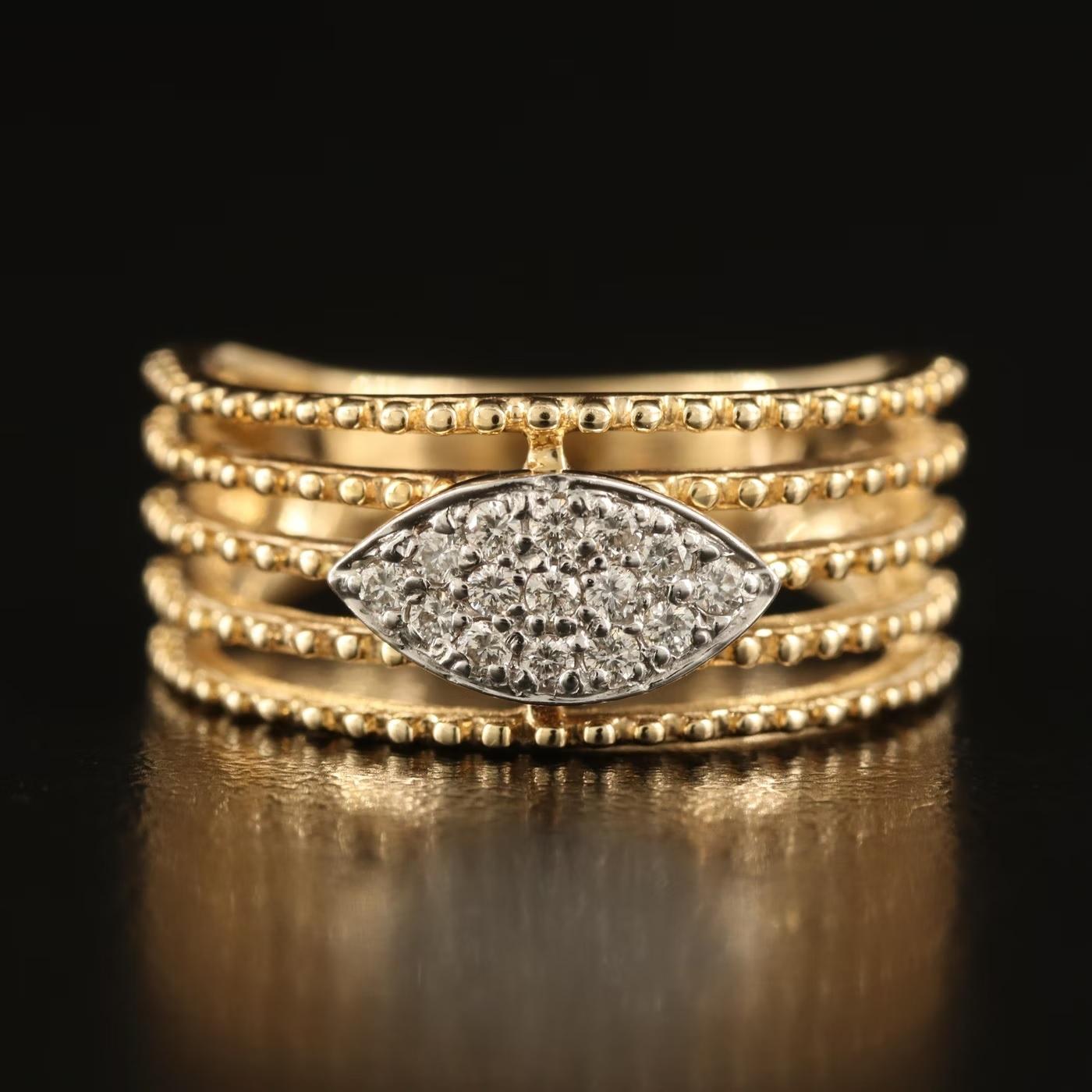 $4450 / New / Sonia Bitton Designer Diamond Ring / 14K Gold For Sale 1