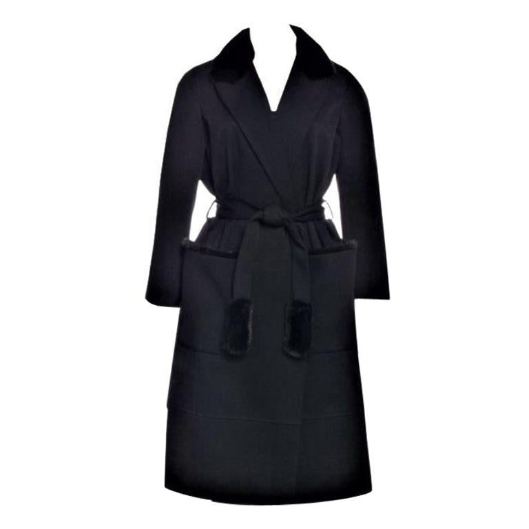 $4450 New Yves Saint Laurent YSL Pre-Fall 2009 Cappotto in lana pesante e visone Sz FR40