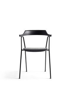 4455 Dining Chair with Metal Frame, Solid Oak Backrest and Black Plywood Seat