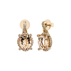 Sunita Nahata Morganit 4.45ct. Tropfenohrring aus 18KRG mit Diamant.