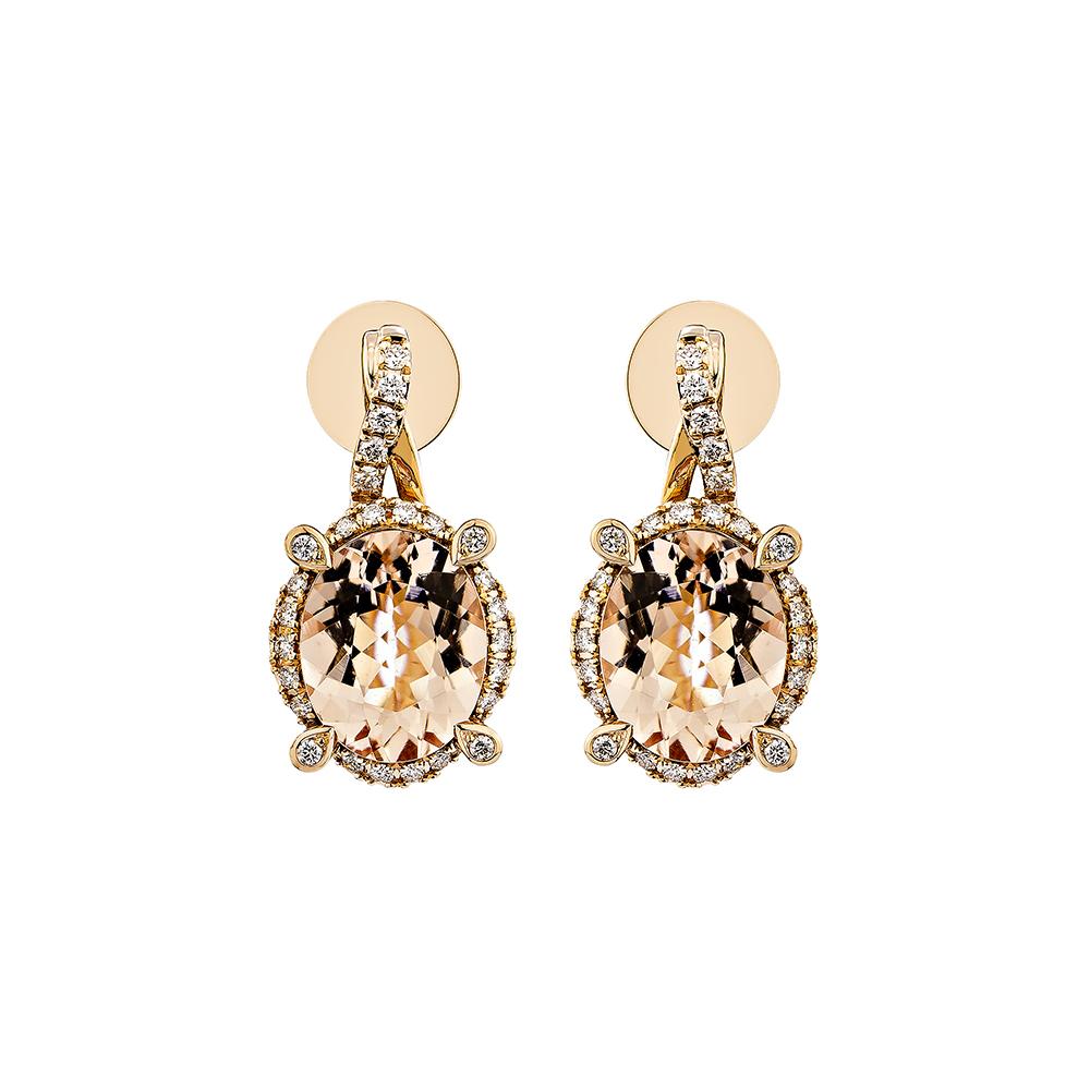 morganite drop earrings rose gold