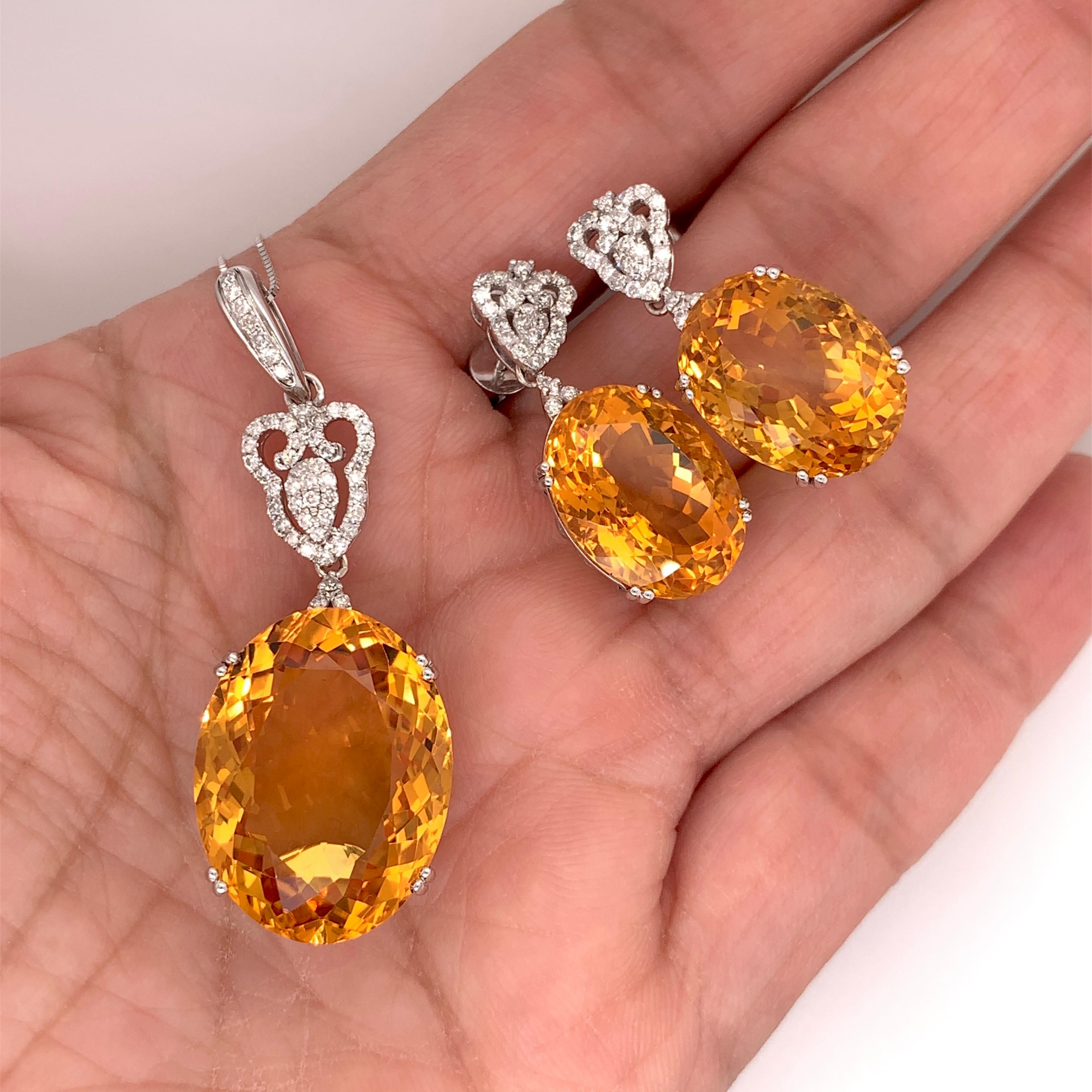 44.57 Carat Citrine Pendant Earrings Set 3