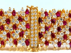 44.58ct Natural Ruby Diamond Wide Cuff Bracelet 14kt Flex Mesh*