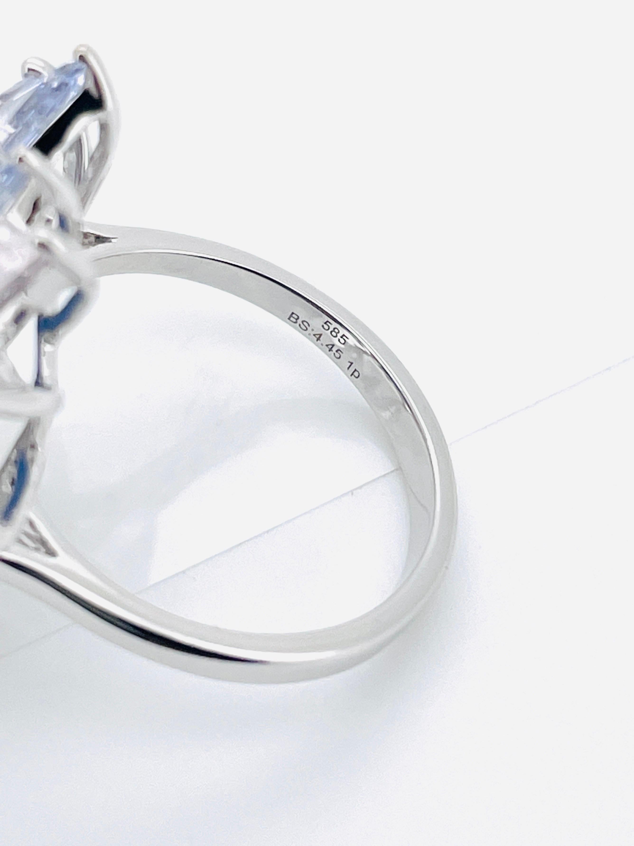 4,45ct Zaffiro di Ceylon blu reale con diamante naturale e zaffiro fantasia 14K in vendita 3