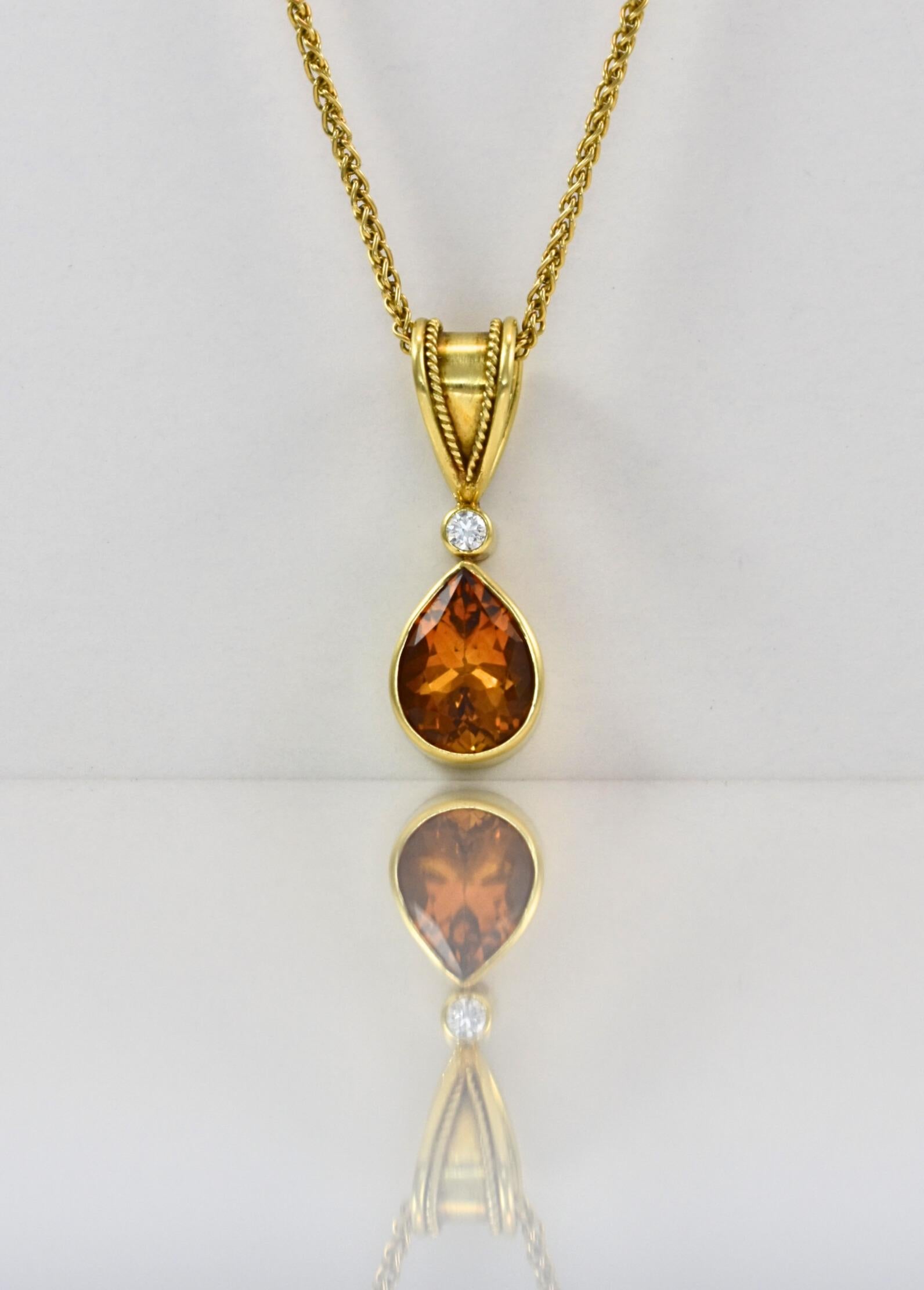 Artisan Citrine Diamond Pendant, Lynn Kathyrn Miller, Lynn K Designs For Sale