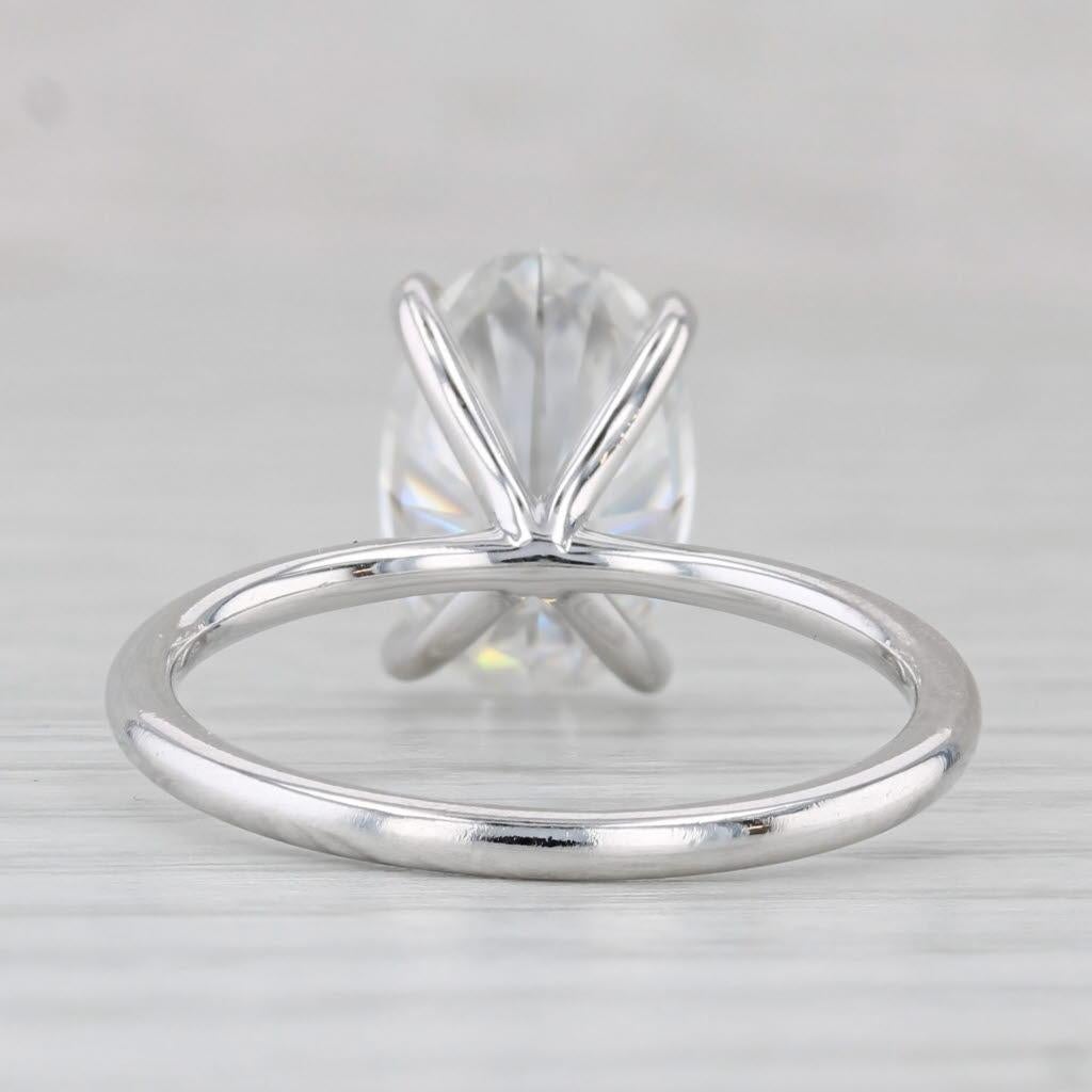 4.45ct Oval Moissanite Solitaire Engagement Ring 14k White Gold Size 8 (Ovalschliff) im Angebot