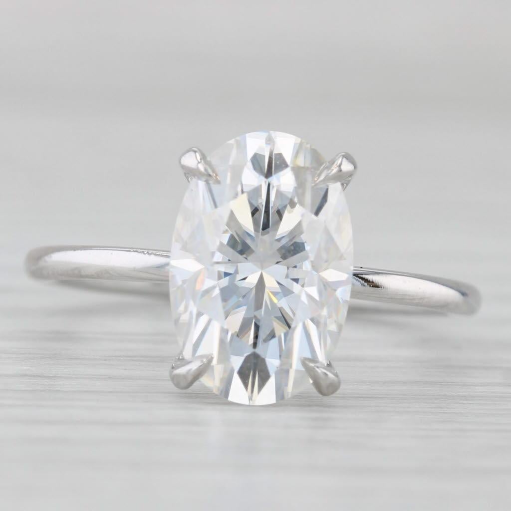 4.45ct Oval Moissanite Solitaire Engagement Ring 14k White Gold Size 8 im Zustand „Gut“ im Angebot in McLeansville, NC