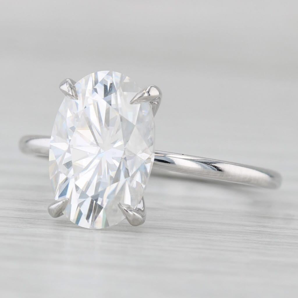 4.45ct Oval Moissanite Solitaire Engagement Ring 14k White Gold Size 8