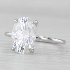 4.45ct Oval Moissanite Solitaire Engagement Ring 14k White Gold Size 8