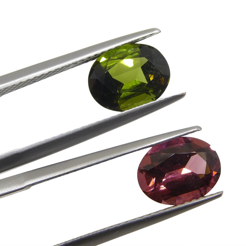 4.45ct Pair Oval Pink/Green Tourmaline from Brazil For Sale 5