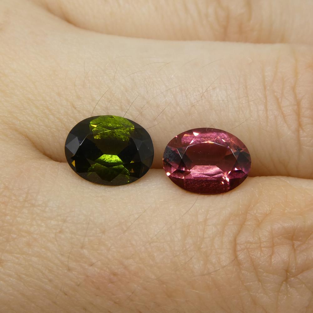4.45ct Pair Oval Pink/Green Tourmaline from Brazil For Sale 6