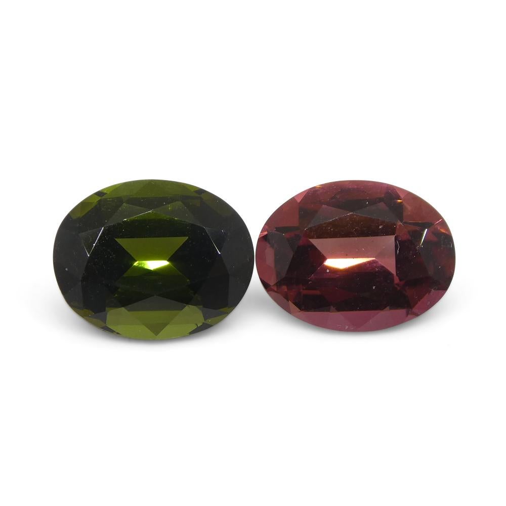 4.45ct Pair Oval Pink/Green Tourmaline from Brazil For Sale 7